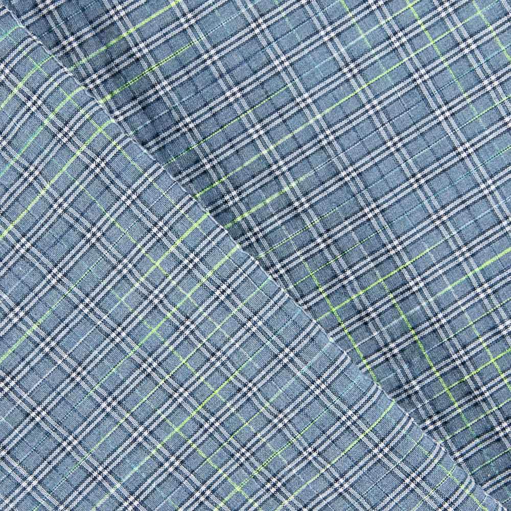 Coton Seersucker Carreaux Mini Bleu - Ribes y Casals