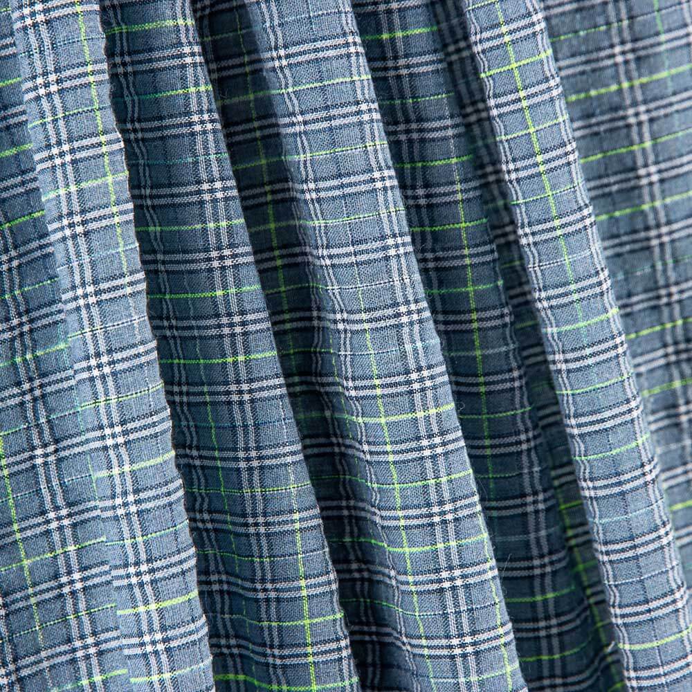 Coton Seersucker Carreaux Mini Bleu - Ribes y Casals