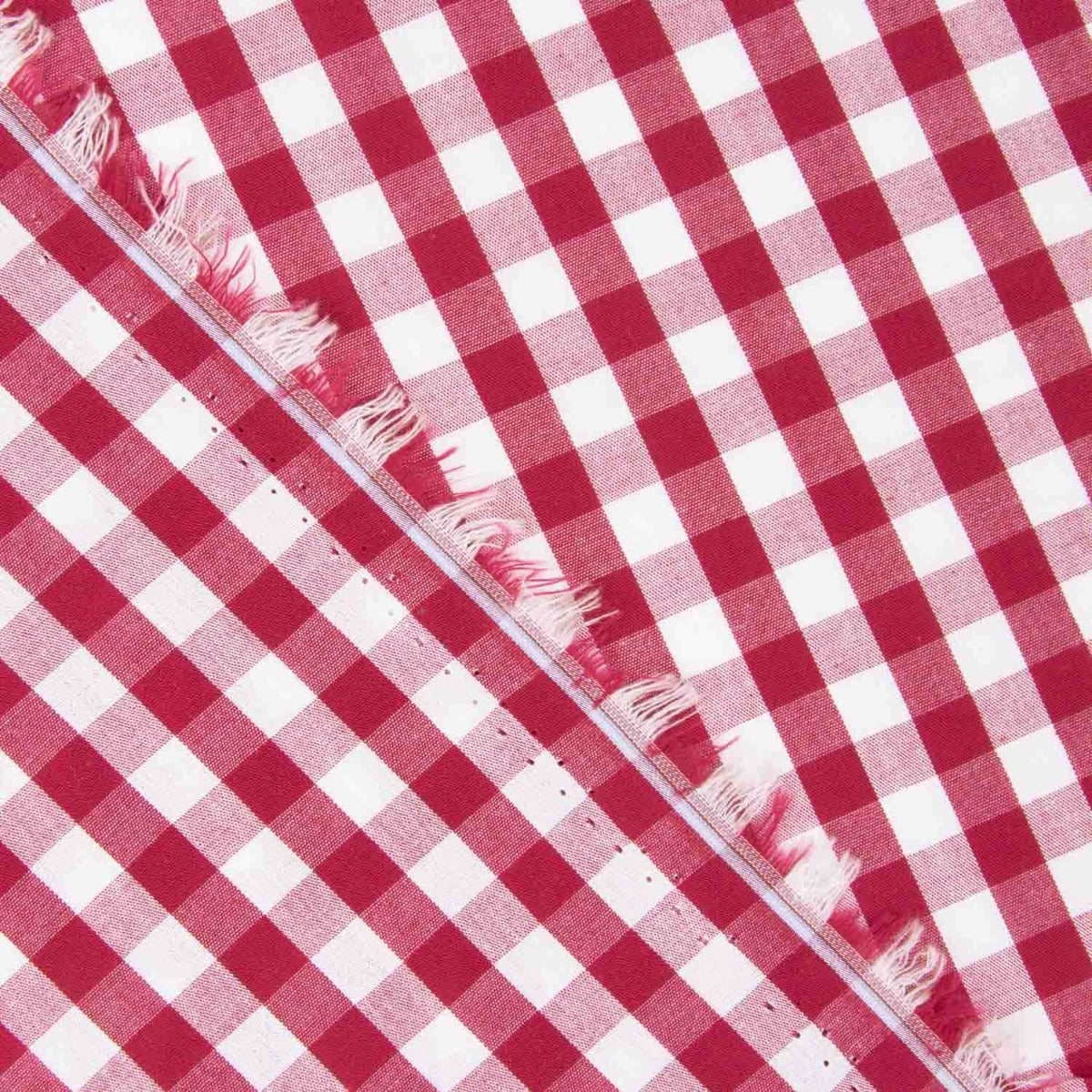 Popeline de coton à grands carreaux bordeaux - Ribes y Casals