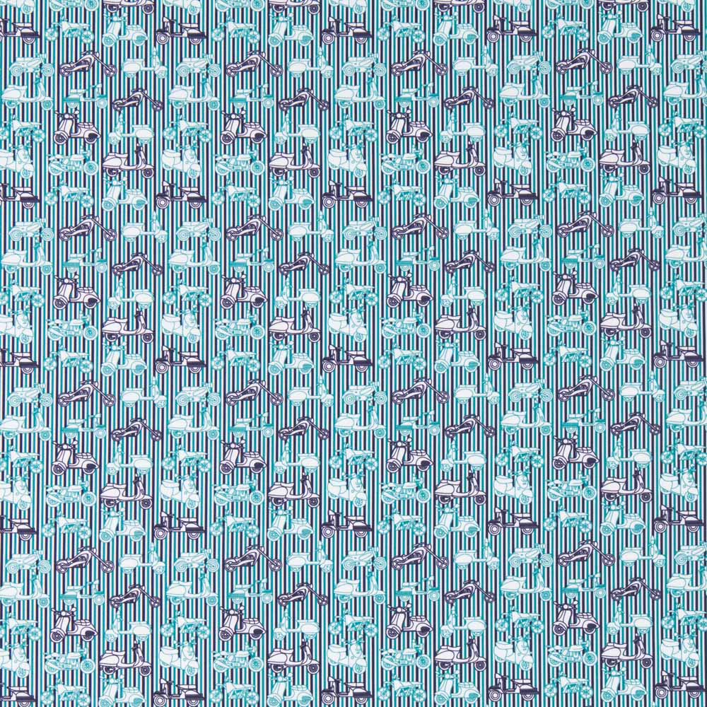 Coton Imprimé Vespa Rayé Vert - Ribes y Casals