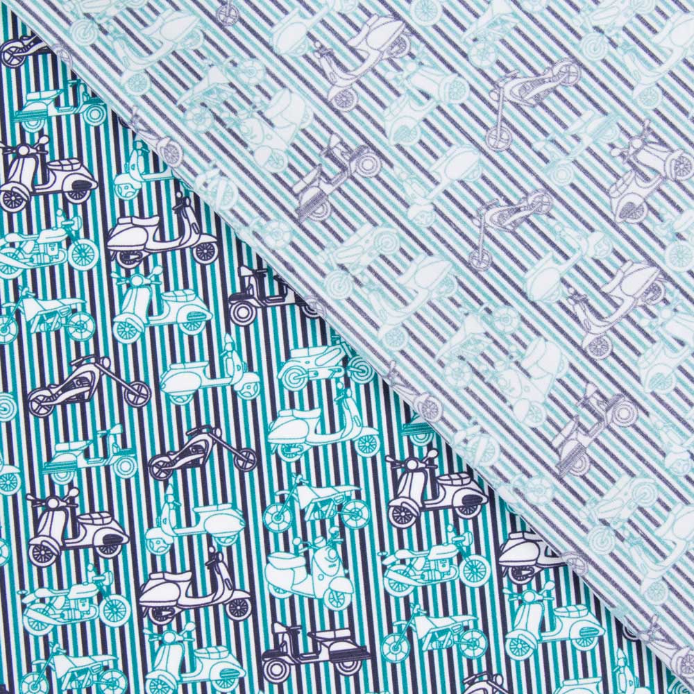 Coton Imprimé Vespa Rayé Vert - Ribes y Casals