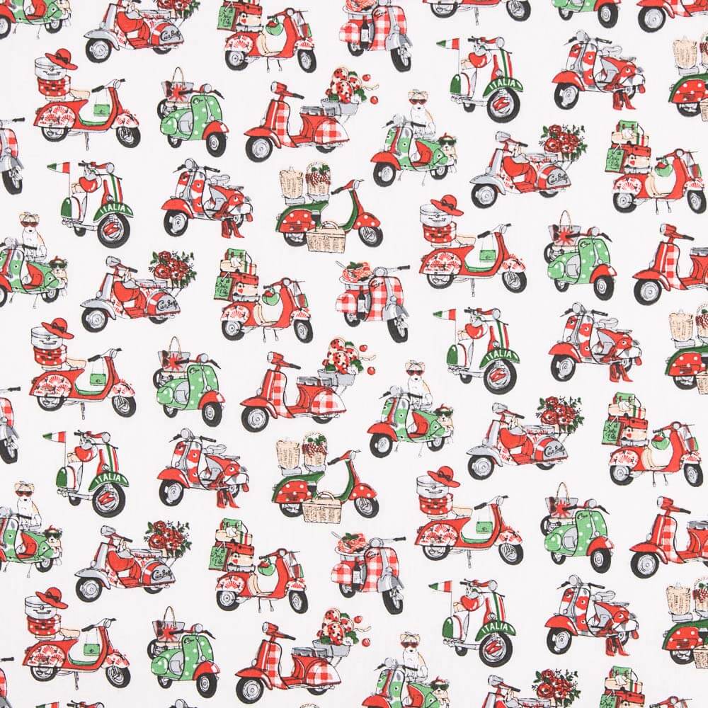 Retal Algodón Estampado Vespas Italia 90x160cm - Ribes y Casals