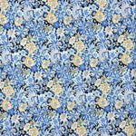 Popeline Coton Fleurs Sauvages Bleu Jean - Ribes y Casals
