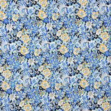 Popeline Coton Fleurs Sauvages Bleu Jean - Ribes y Casals