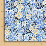 Popeline Coton Fleurs Sauvages Bleu Jean - Ribes y Casals