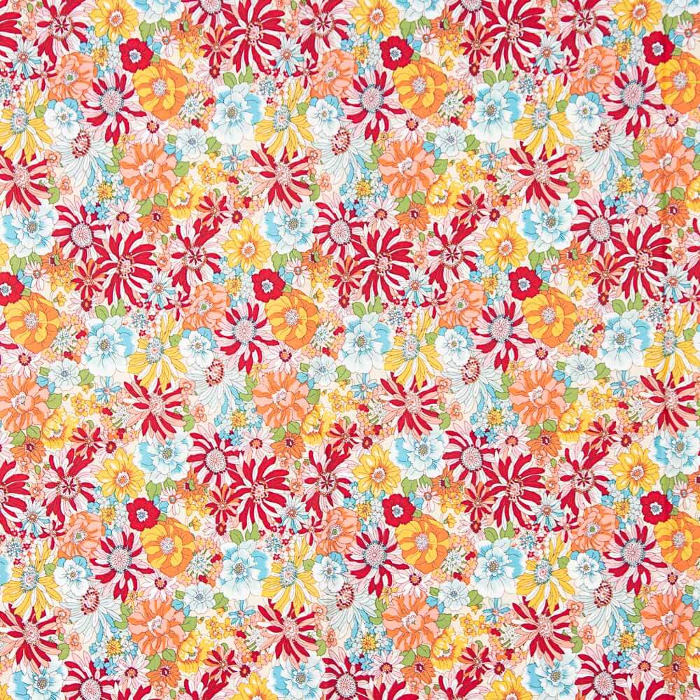 Popeline Coton Fleurs Sauvages Rouge - Ribes y Casals