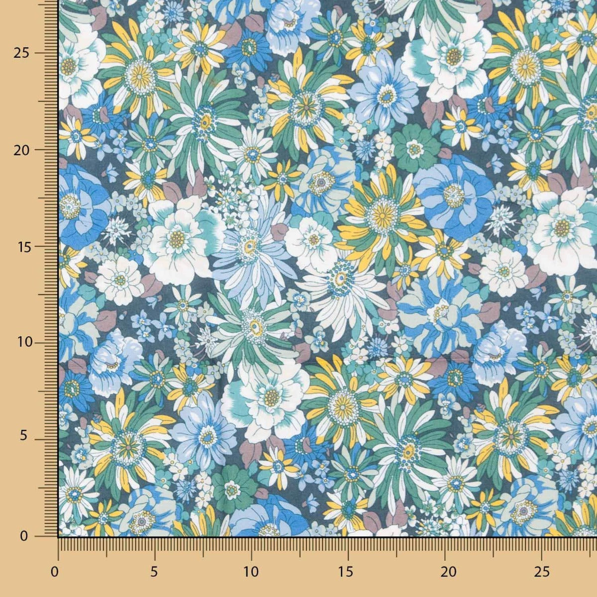 Popeline Coton Fleurs Sauvages Vert - Ribes y Casals