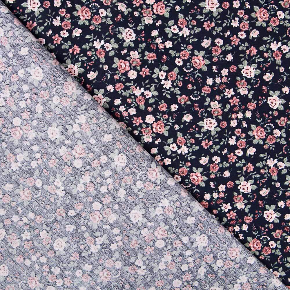 Coton Fleur Romantique Marine - Ribes y Casals