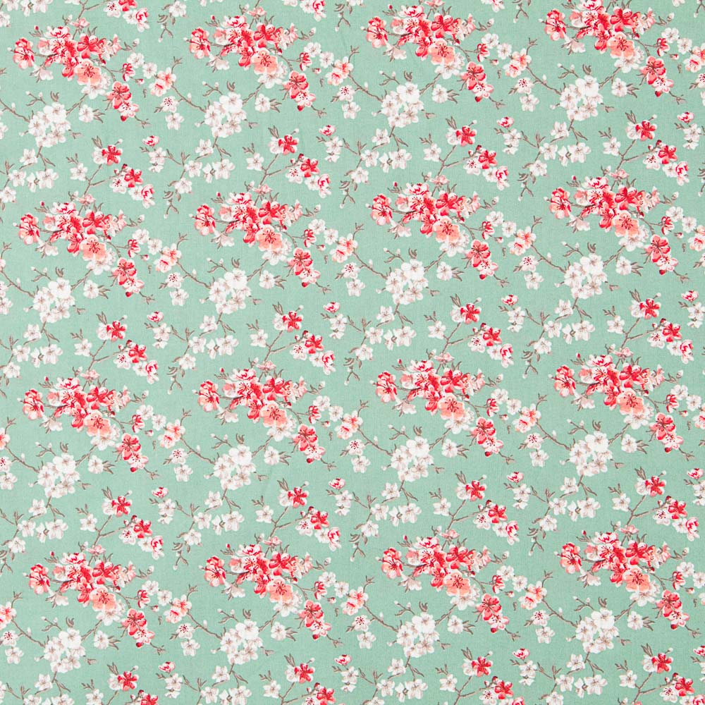 Coton Floral Vert Menthe - Ribes y Casals