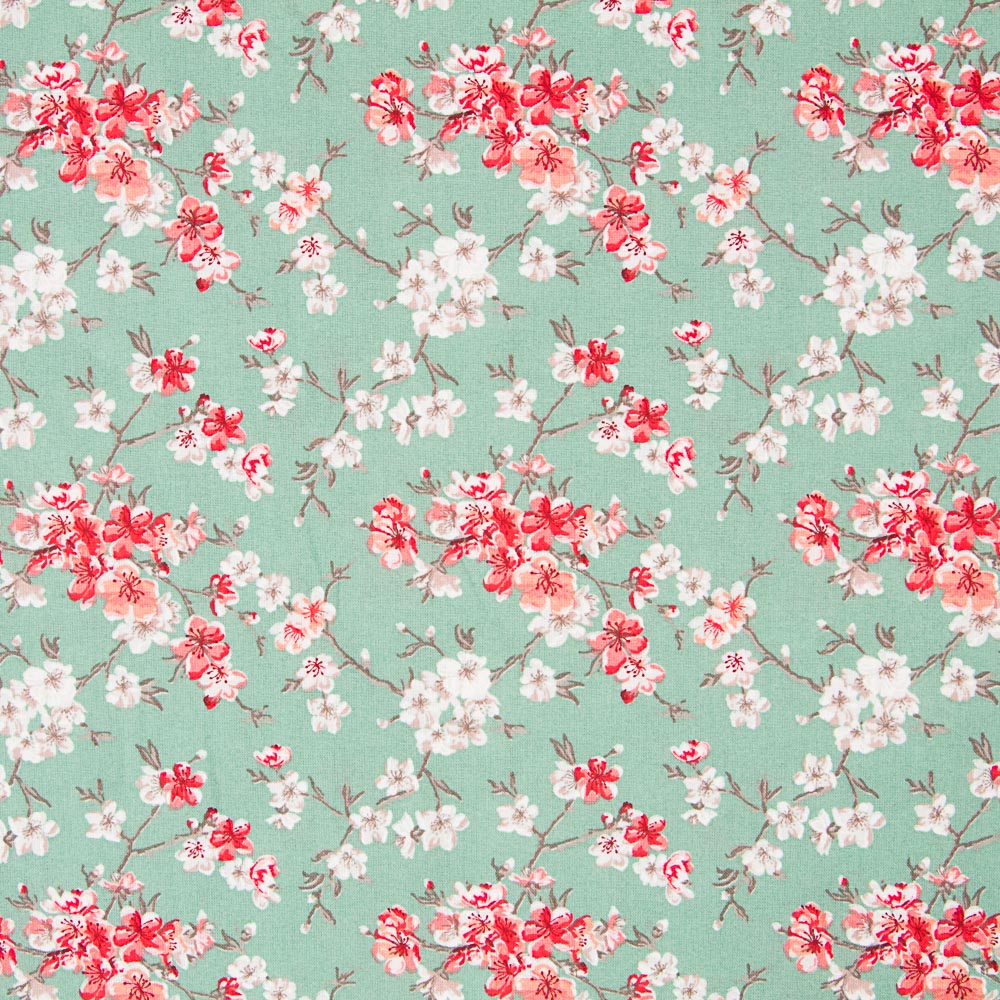 Coton Floral Vert Menthe - Ribes y Casals