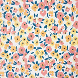 Popeline Coton Fleurs Jaune Pâle - Ribes y Casals