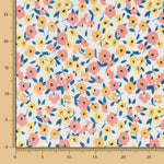 Popeline Coton Fleurs Jaune Pâle - Ribes y Casals