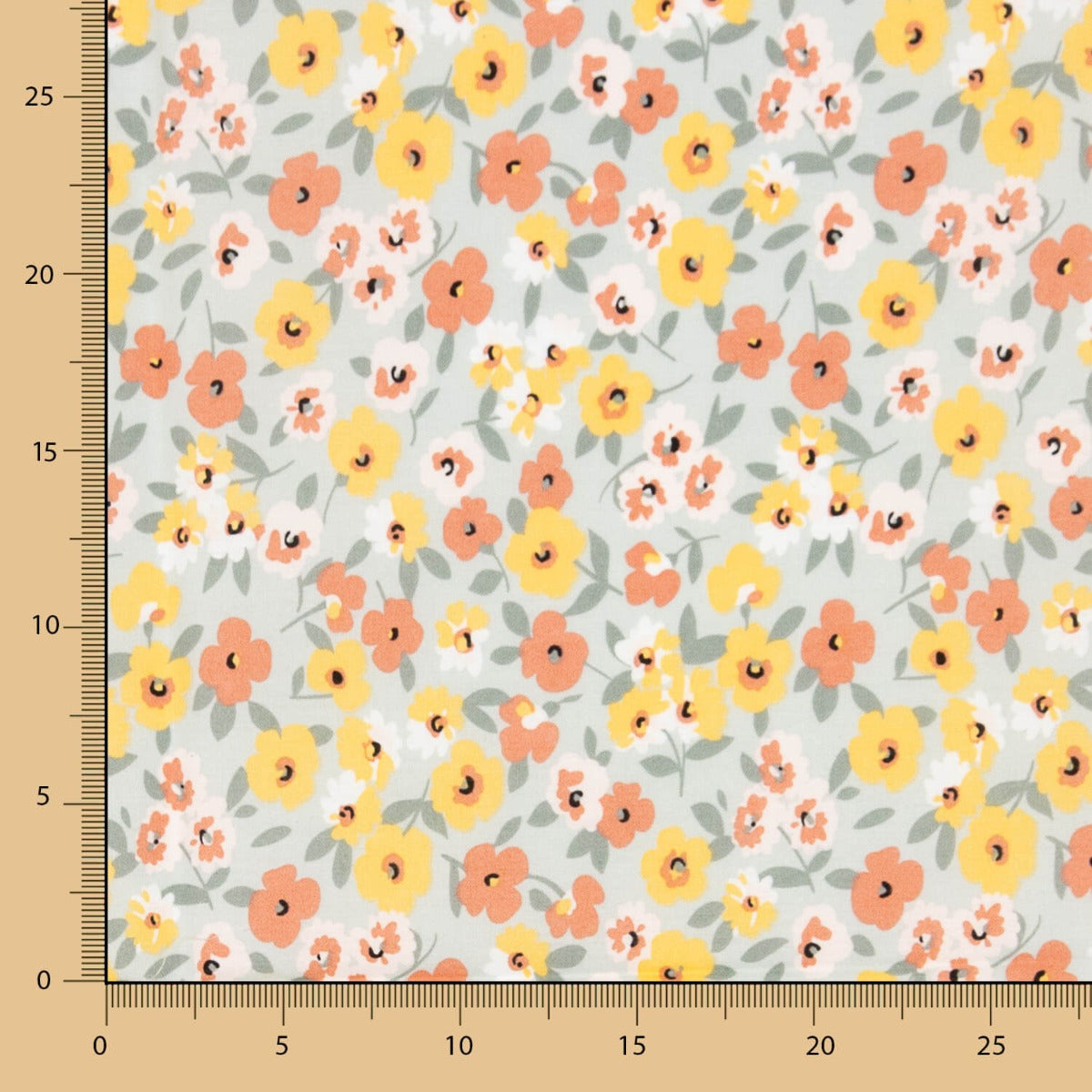 Popeline Coton Fleurs Vert Sauge - Ribes y Casals