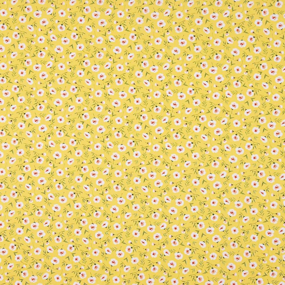 Popeline de Coton Bio Fleurs Coni Jaunes - Ribes y Casals