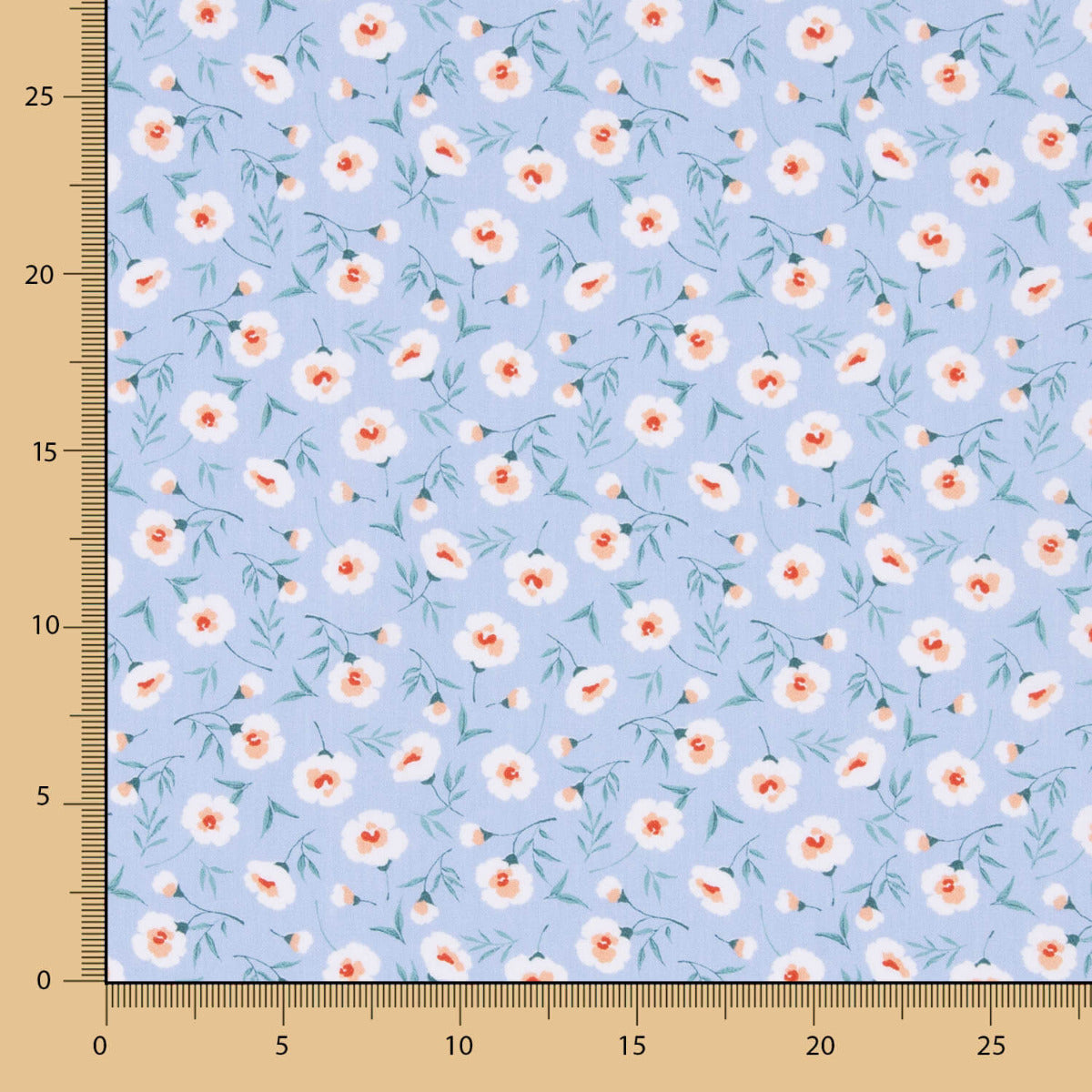 Popeline de Coton Bio Fleurs Coni Bleues - Ribes y Casals