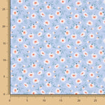 Popeline de Coton Bio Fleurs Coni Bleues - Ribes y Casals