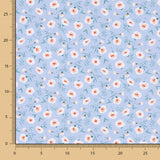 Popeline de Coton Bio Fleurs Coni Bleues - Ribes y Casals