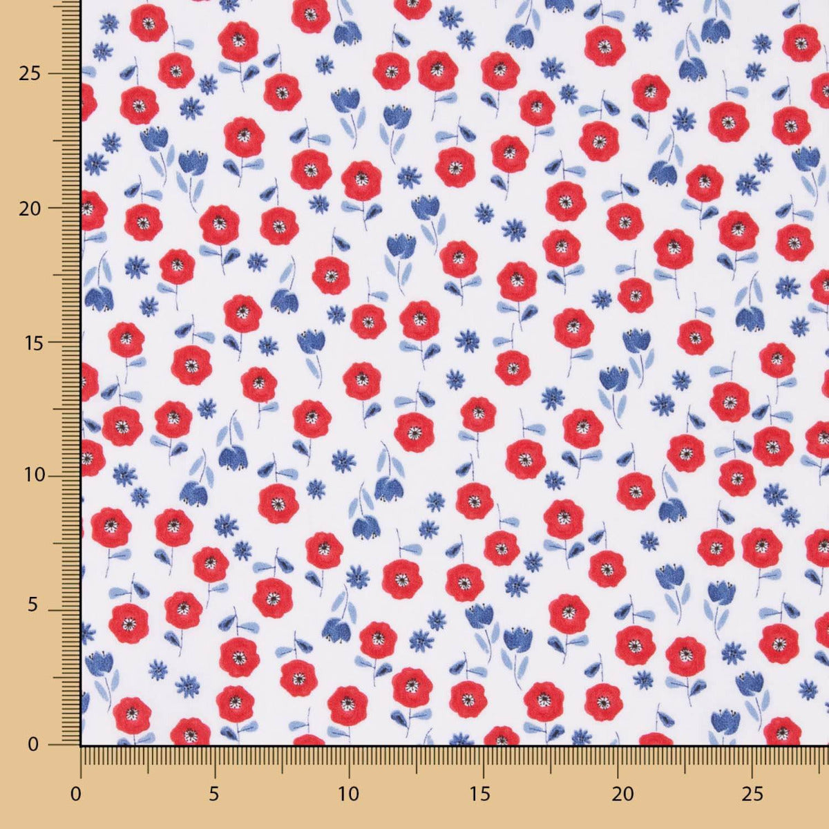 Bimbo Fleurs Rouges Popeline De Coton Bio - Ribes y Casals