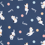 Popeline Coton Chats Bleu Canard - Ribes y Casals