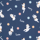 Popeline Coton Chats Bleu Canard - Ribes y Casals