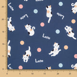 Popeline Coton Chats Bleu Canard - Ribes y Casals