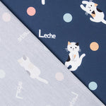 Popeline Coton Chats Bleu Canard - Ribes y Casals