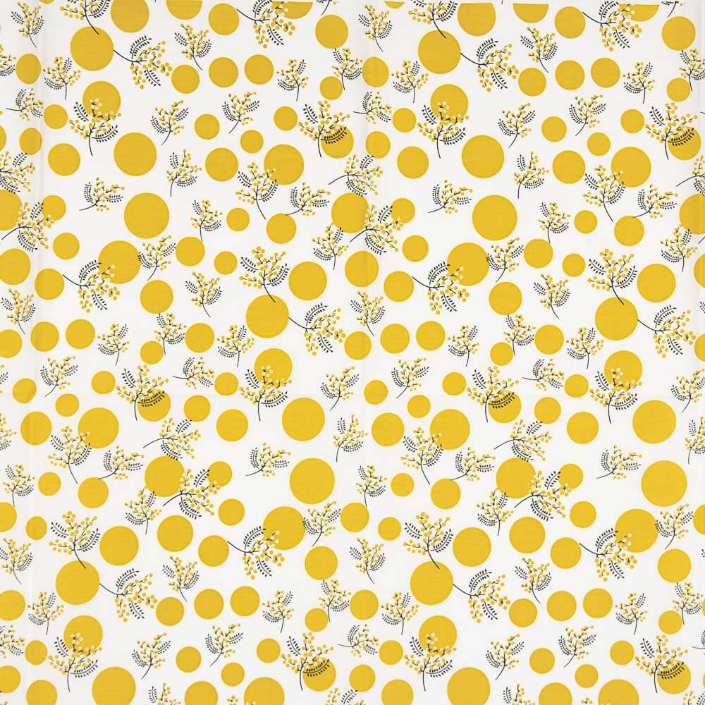 Popeline Coton Fleurs Japon Curcuma Koi - Ribes y Casals