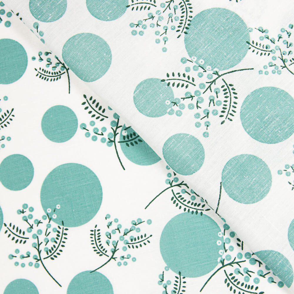 Popeline Coton Fleurs Japon Vert Koi - Ribes y Casals