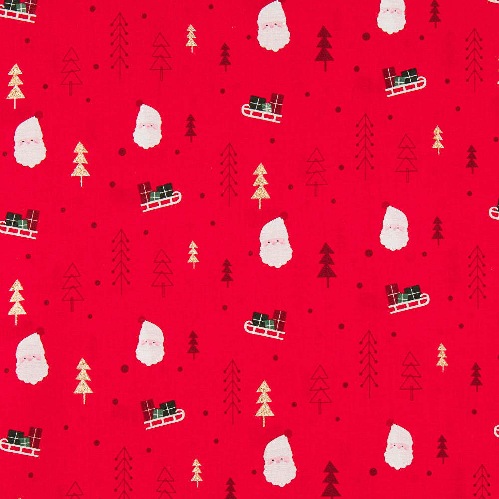 Coton Noël Traîneaux Rouge - Ribes y Casals