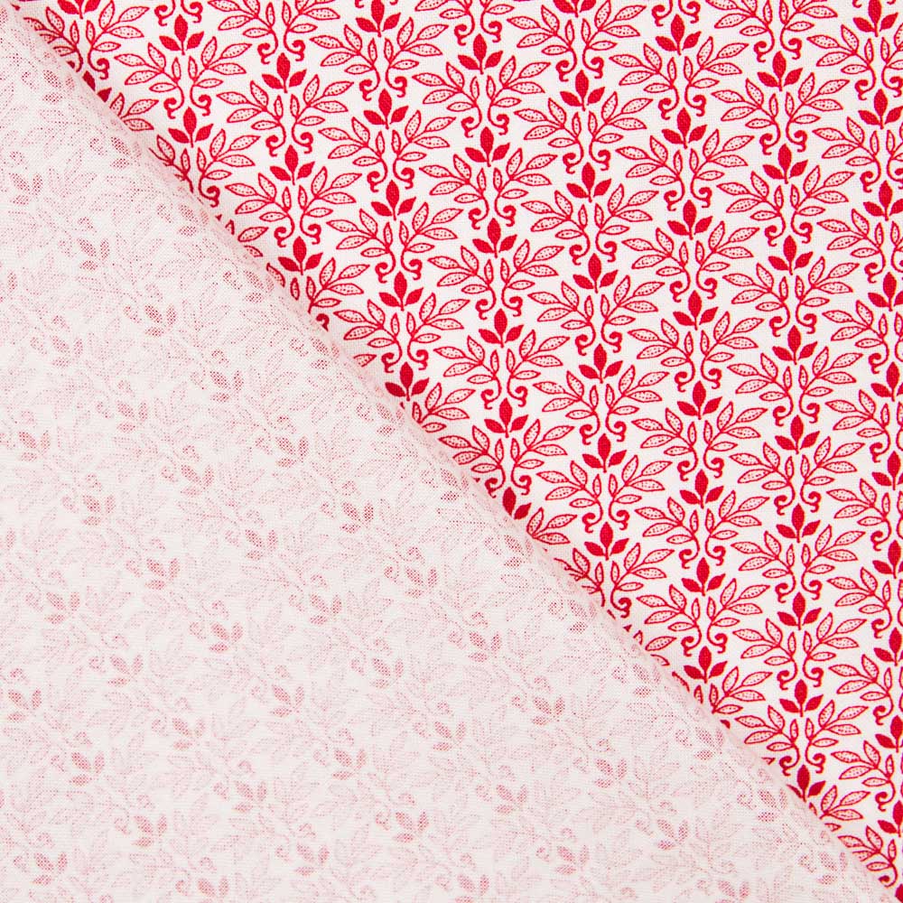 Coton Patchwork 3 Feuilles Rouge - Ribes y Casals