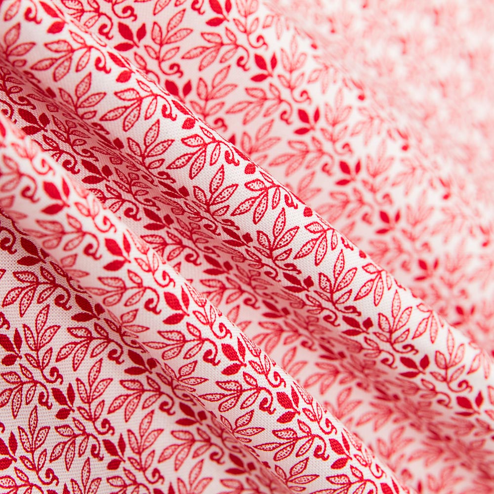 Coton Patchwork 3 Feuilles Rouge - Ribes y Casals