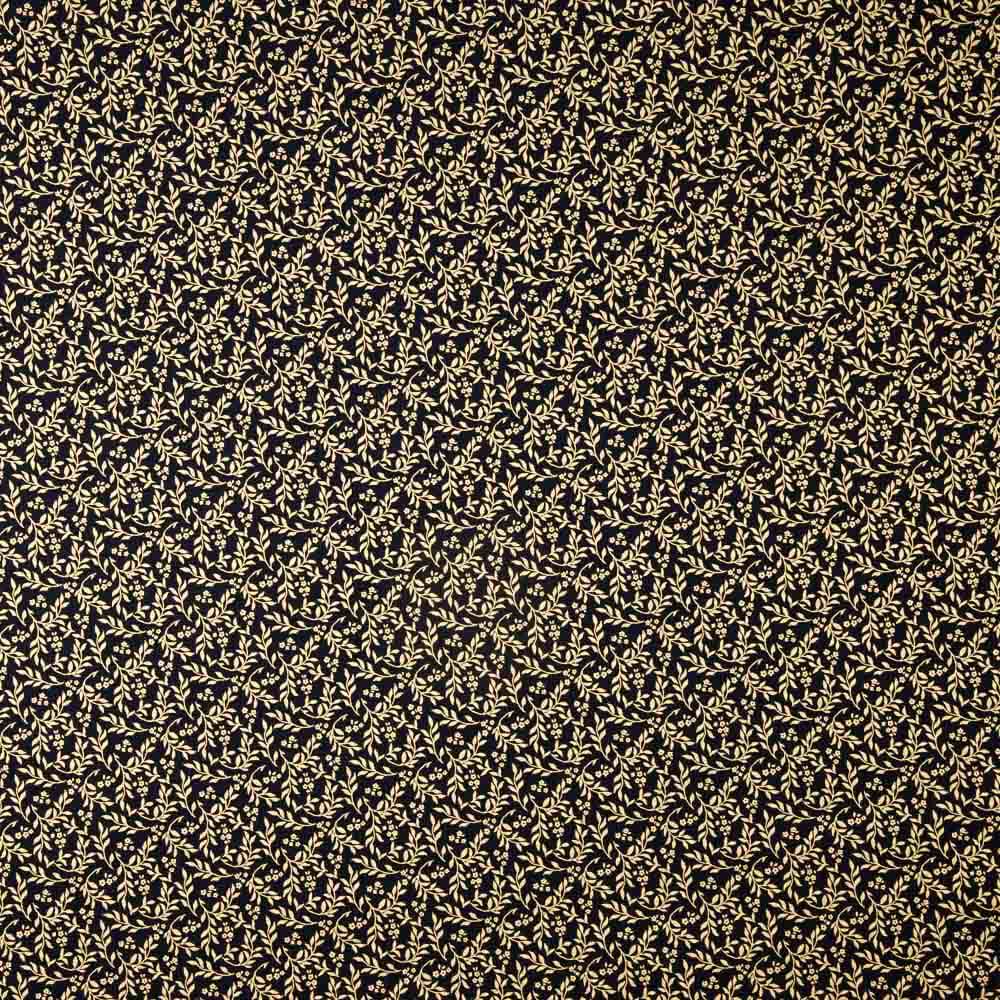 Popeline de Coton Branches Dorées Marine - Ribes y Casals