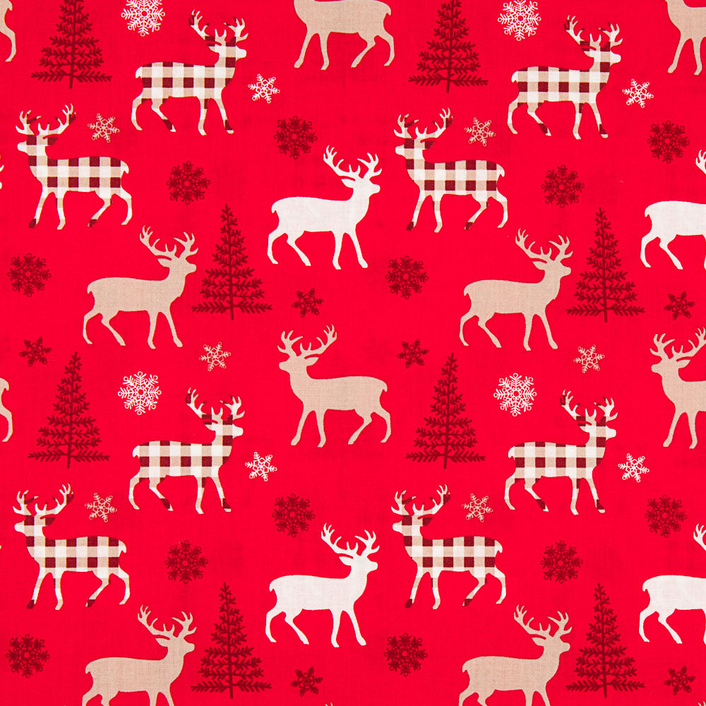 Rerraille Algodón Renos Rojo 80x140cm - Ribes y Casals