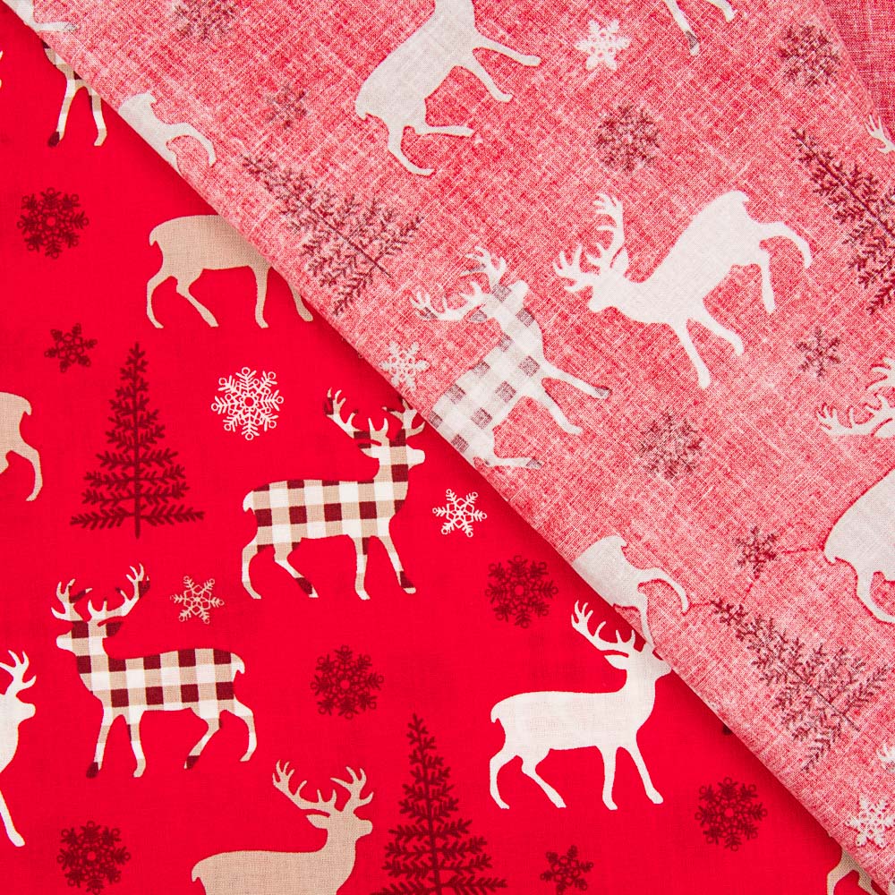 Rerraille Algodón Renos Rojo 80x140cm - Ribes y Casals