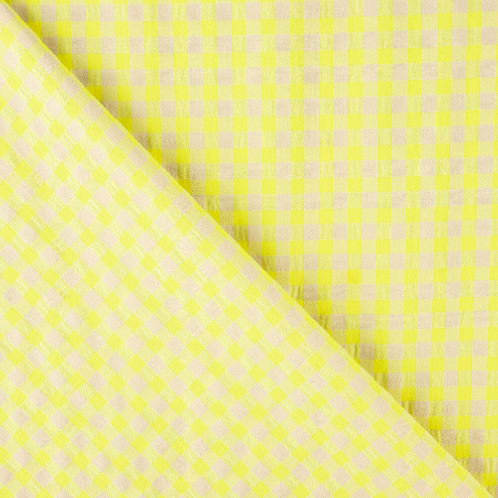 Coton Seersucker à Carreaux Lime - Ribes y Casals
