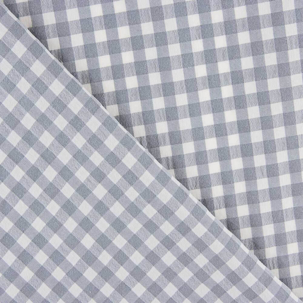 Seersucker de coton à carreaux gris - Ribes y Casals