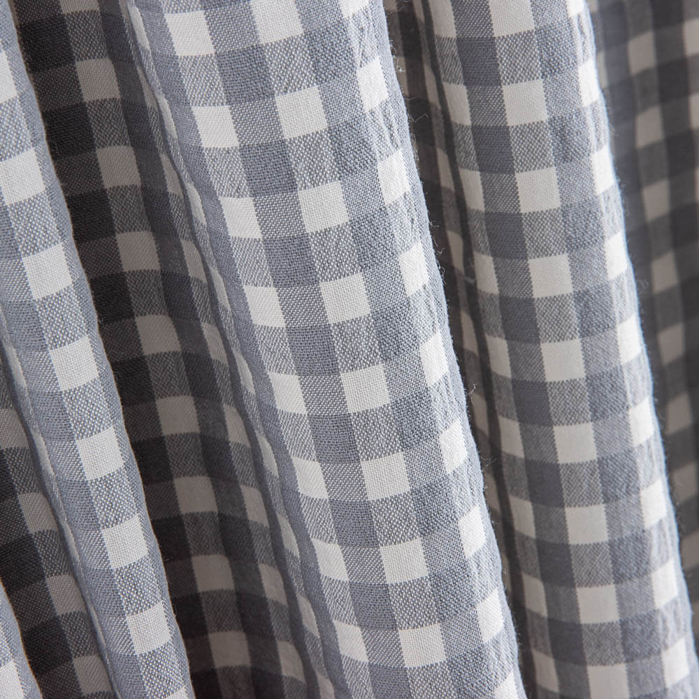 Seersucker de coton à carreaux gris - Ribes y Casals