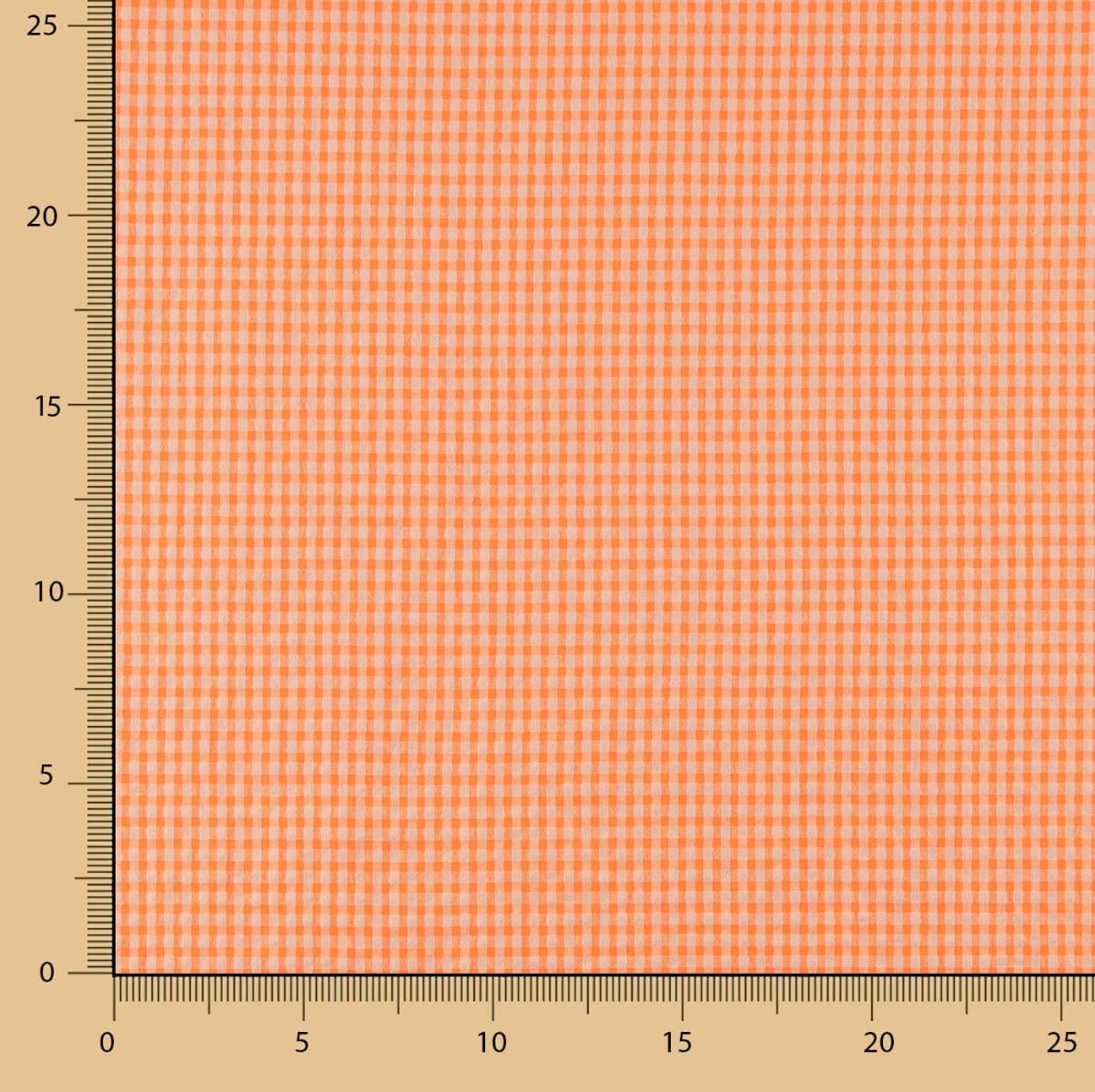 Coton Seersucker Mini Carreaux Orange Fluo - Ribes y Casals