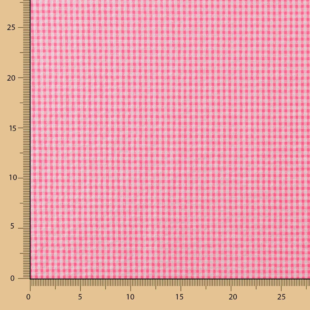 Coton Seersucker Mini Carreaux Rose Fluo - Ribes y Casals