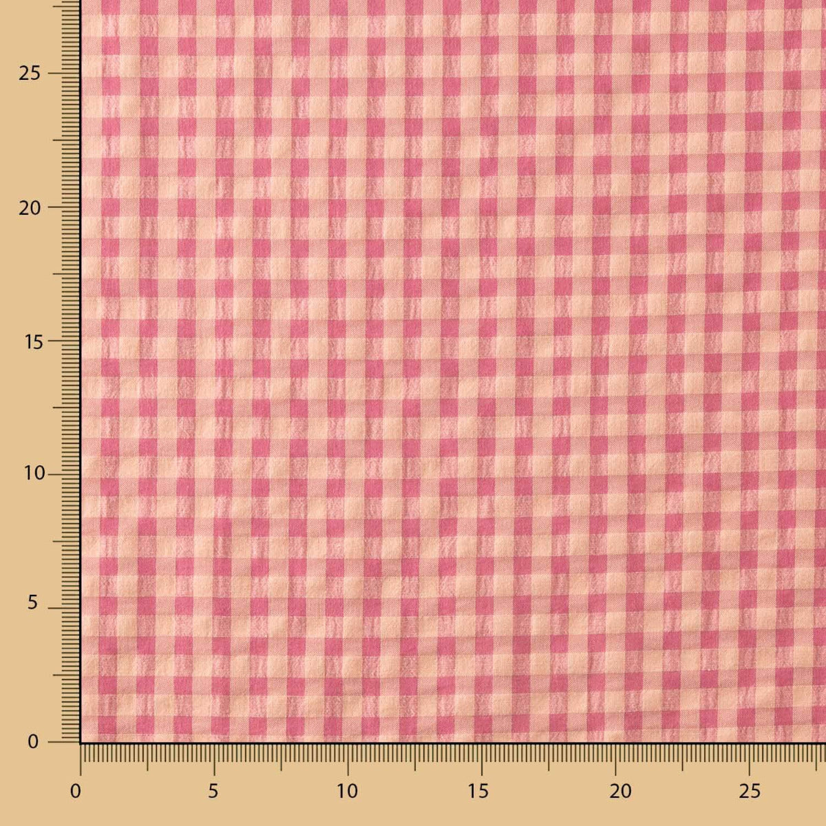 Seersucker Coton Carreaux Rose - Ribes y Casals