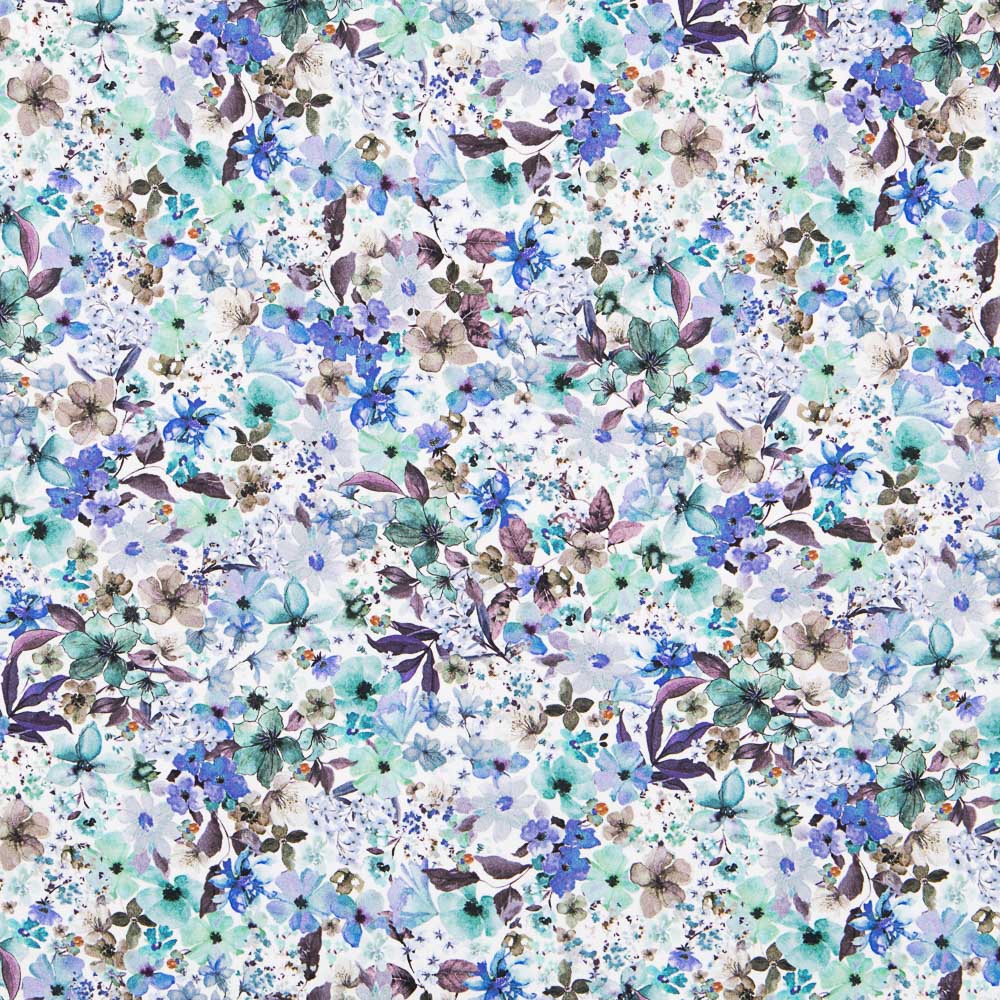 Coton Spandex Floral Bleu - Ribes y Casals