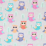 Coton Satiné Chouettes Grises - Ribes y Casals