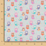 Coton Satiné Chouettes Grises - Ribes y Casals