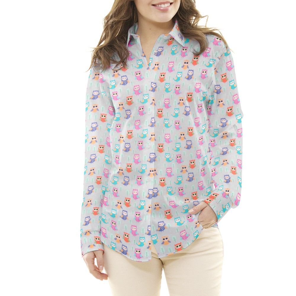 Coton Satiné Chouettes Grises - Ribes y Casals