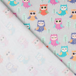 Coton Satiné Chouettes Grises - Ribes y Casals