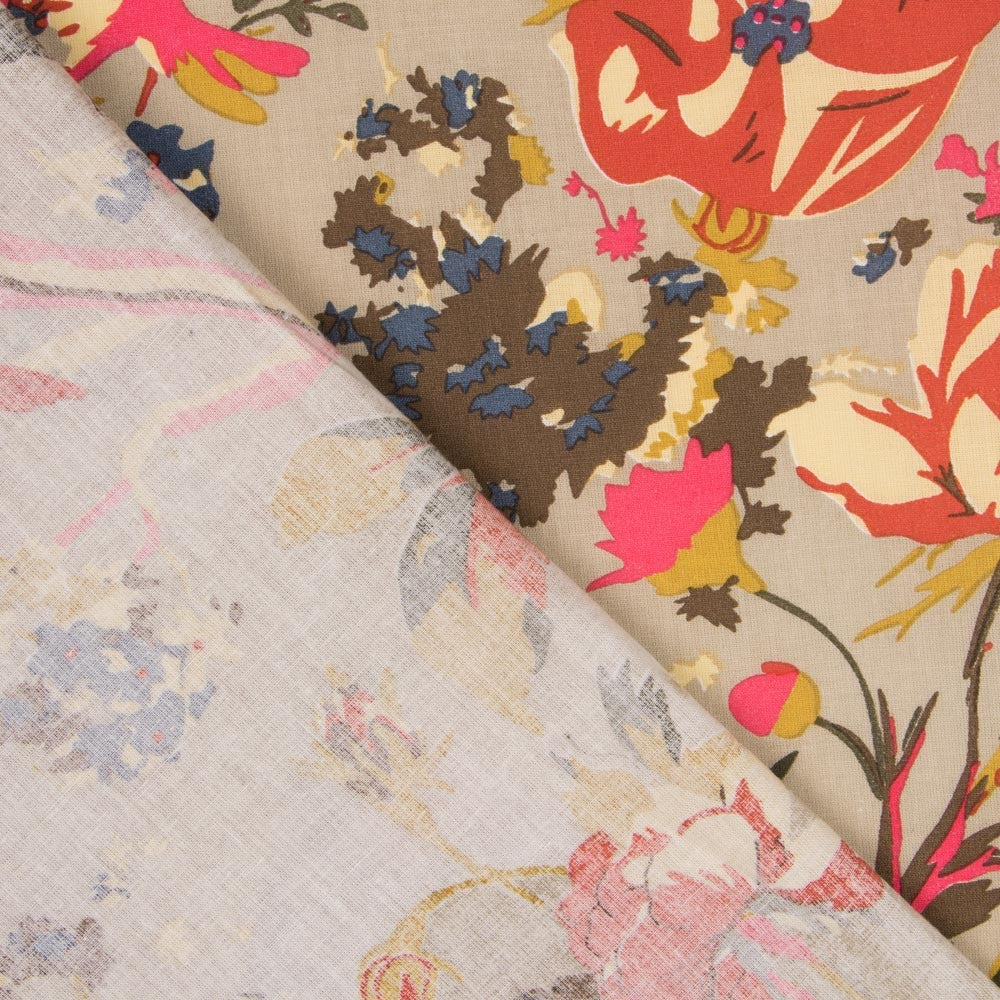 Tissu Coton Crétonne Beige - Ribes y Casals