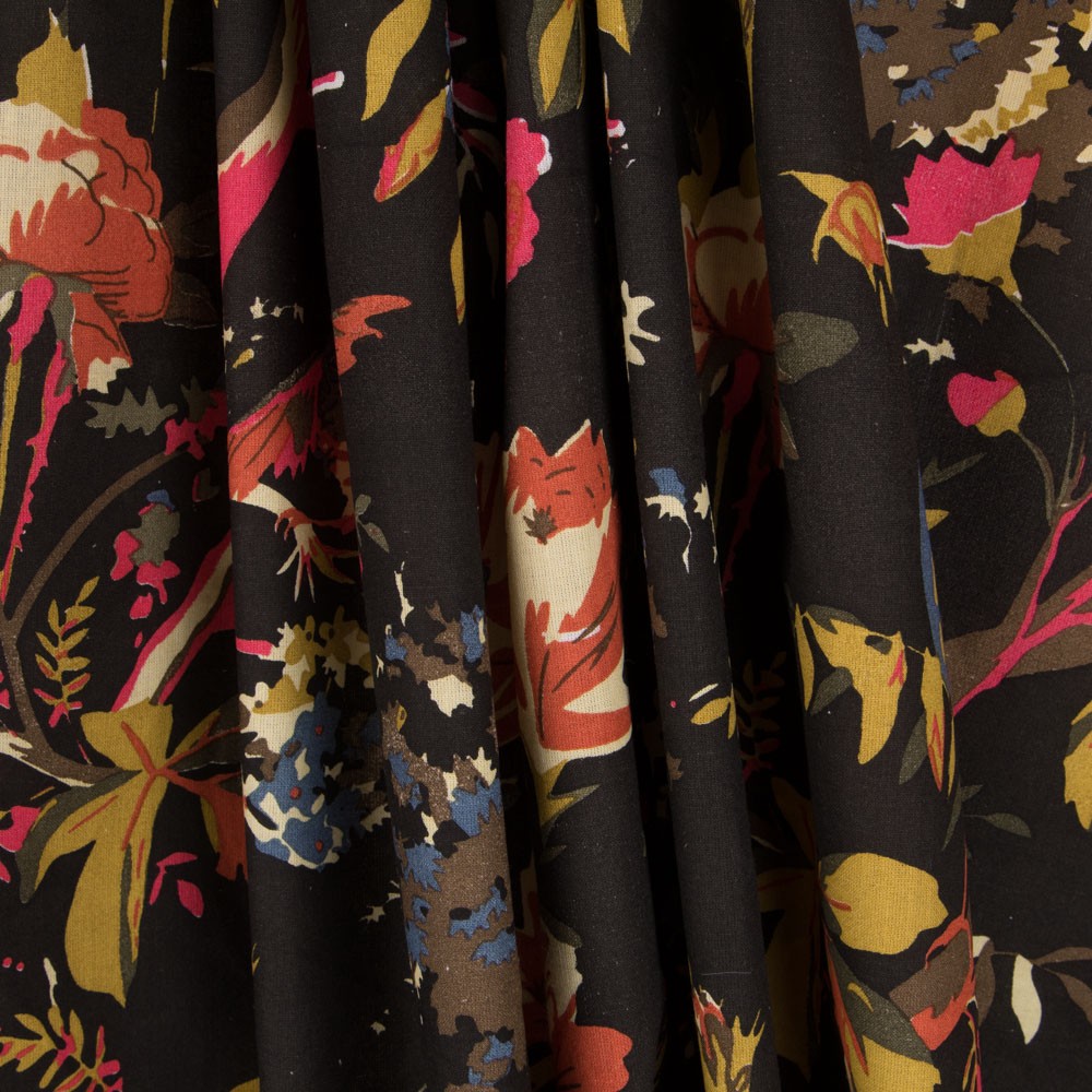 Tissu Coton Noir Crétonne - Ribes y Casals