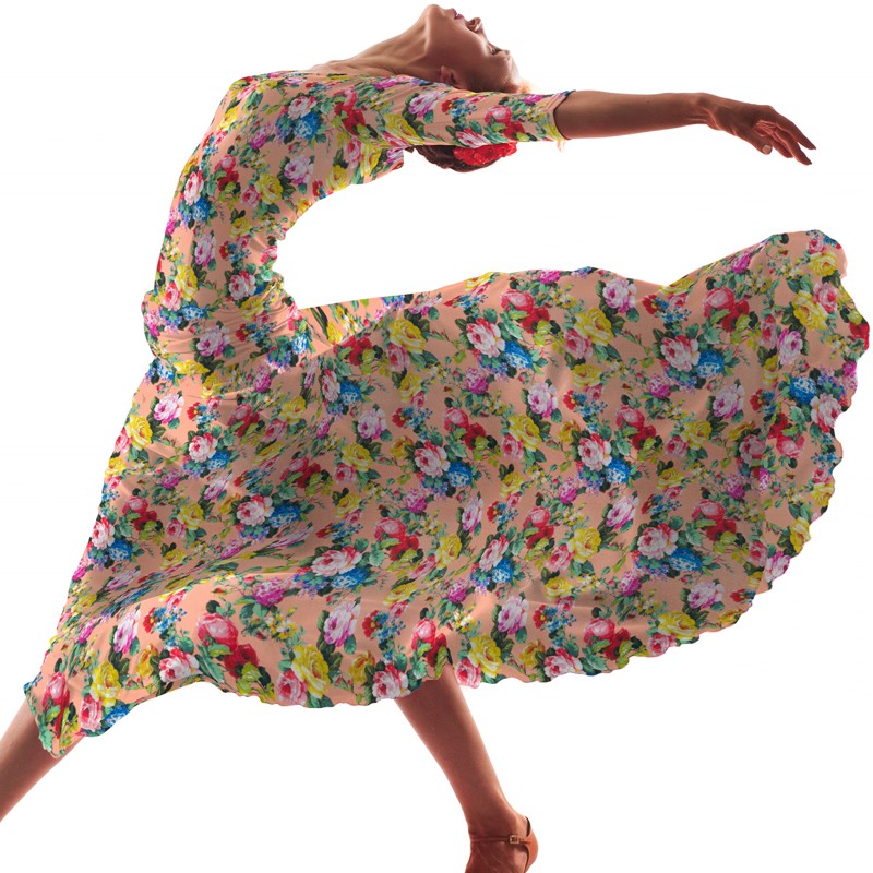 Coton Imprimé Fleur Flamenca Saumon - Ribes y Casals