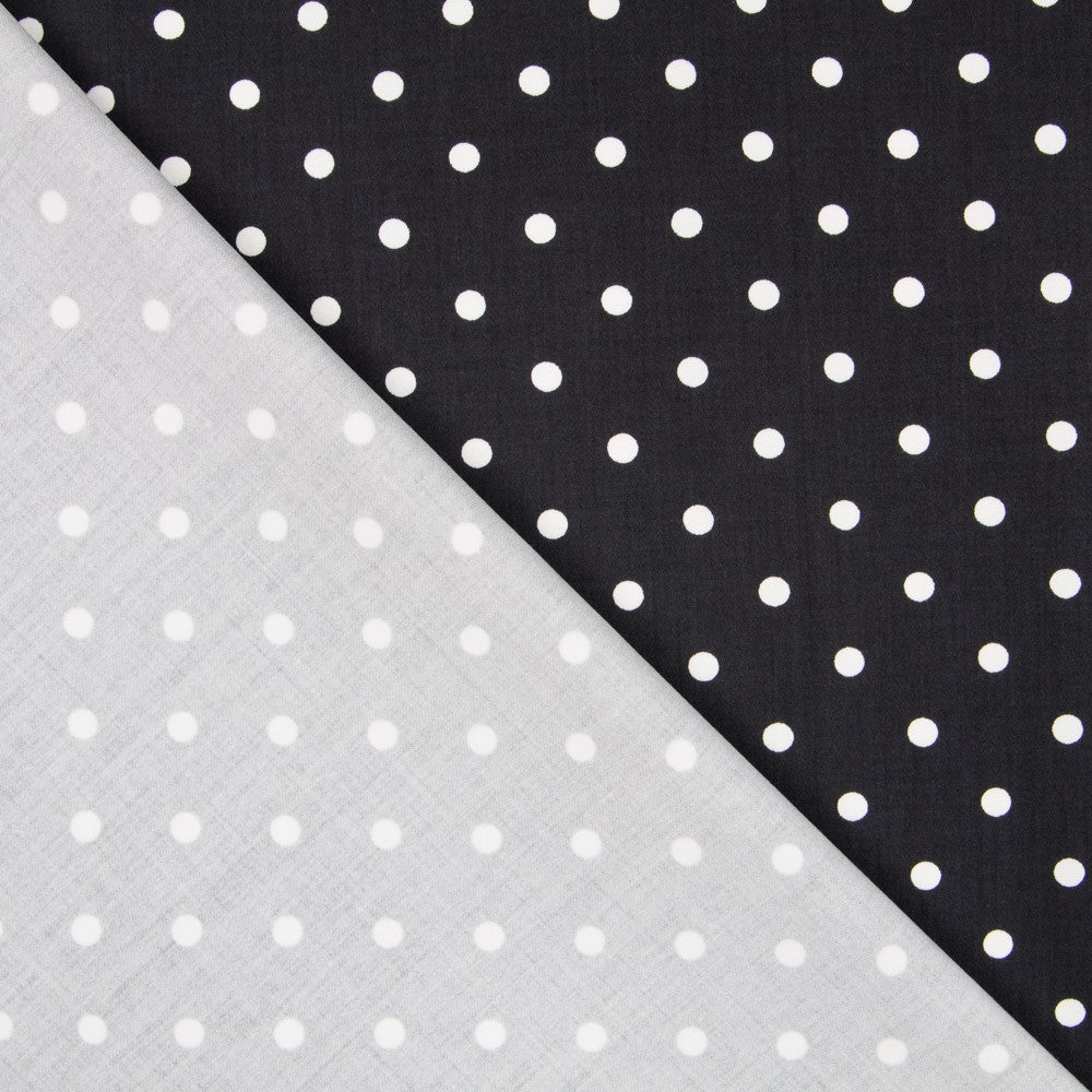 Popeline Spandex Pois Blanc 7mm Noir - Ribes y Casals