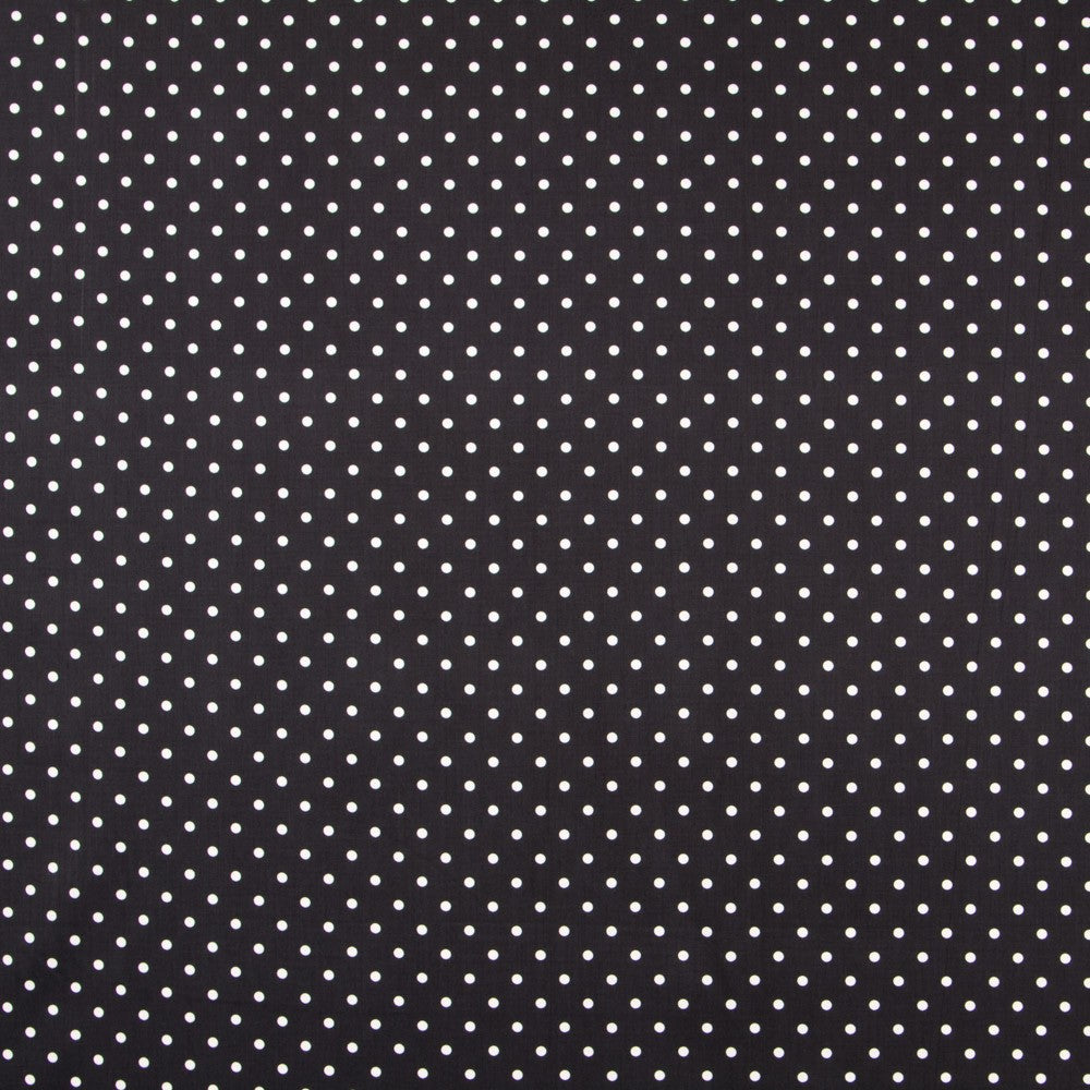 Popeline Spandex Pois Blanc 7mm Noir - Ribes y Casals